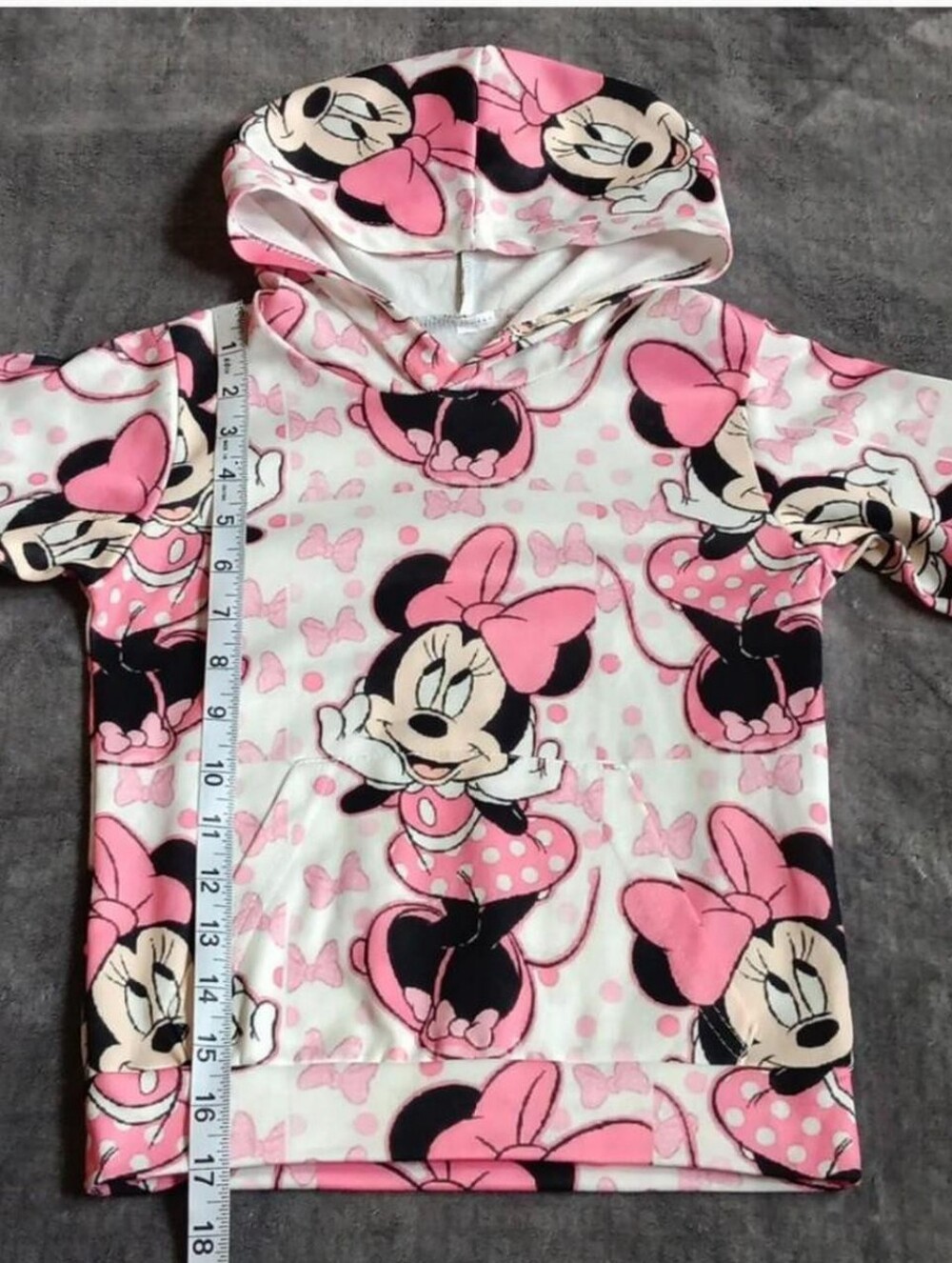 Disney Minnie Mouse Kids Hoodie in Pink and White Hooded Lightweight Sweatshirt - Picture 3 of 4